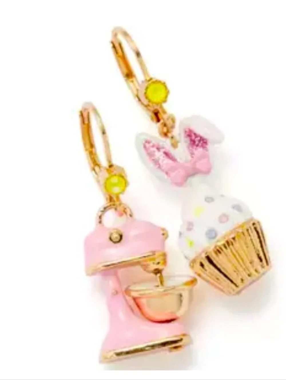 Betsey Johnson Mismatched Bunny Cupcake & Mixer Drop Earrings NWT/NIB